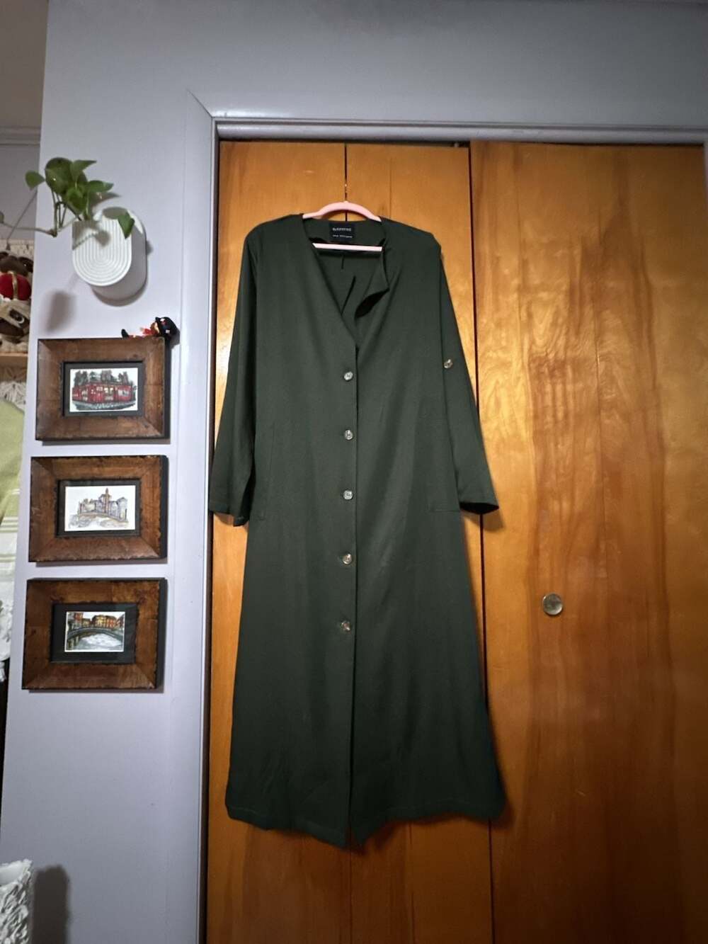 BloomChic Midi Dress Size US18-20 Green Button Down Belted Long Sleeve